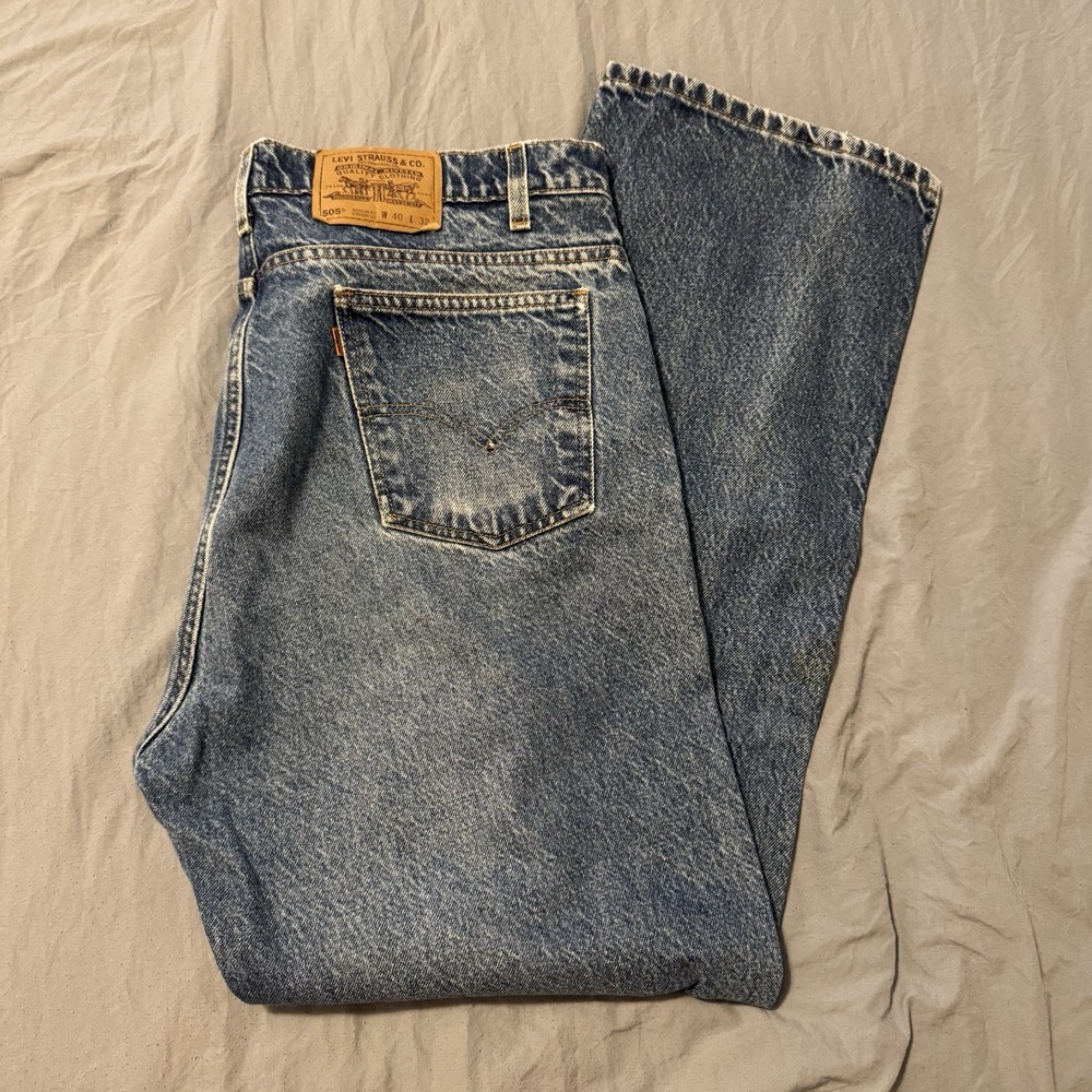 Vintage Levi's 505 Regular Fit Men's Jeans Orange Tab 90s Size 40x32 100% Cotton